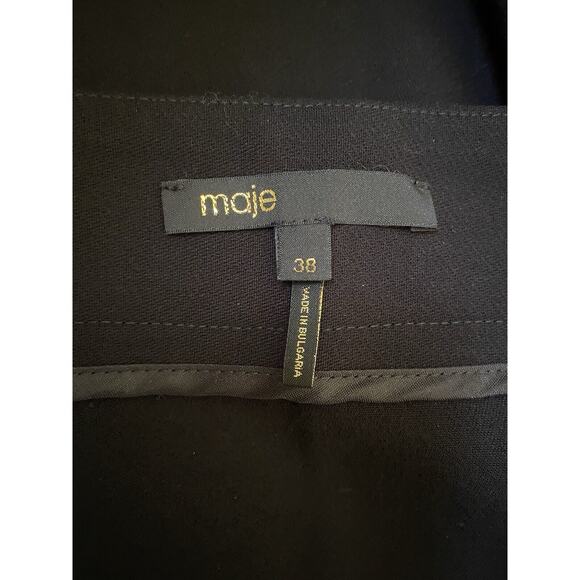 MAJE Jipy Pencil Skirt Button Front Black Straight Asymmetric Hem 38 S - Picture 6 of 9